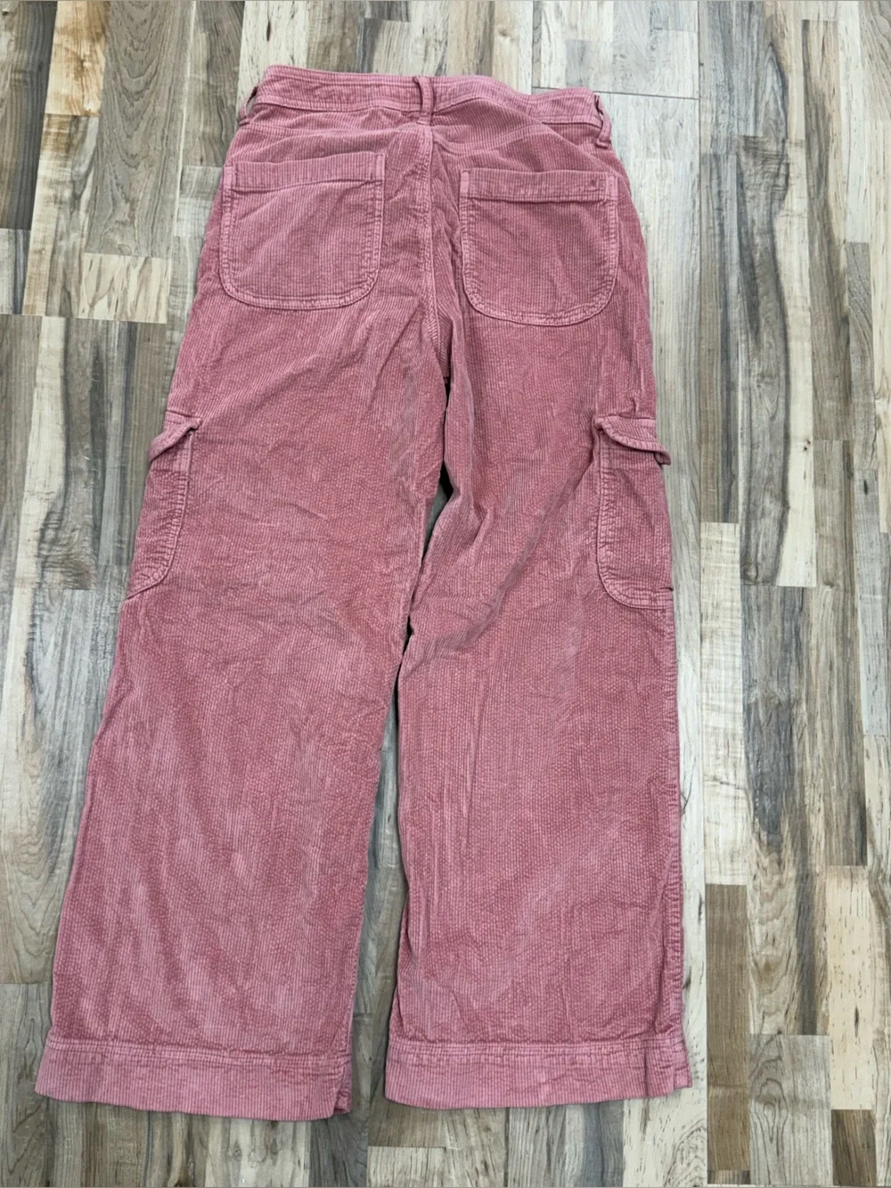 American Eagle Corduroy Pants Womens 6 Short Super High Rise Baggy Wide Leg Pink